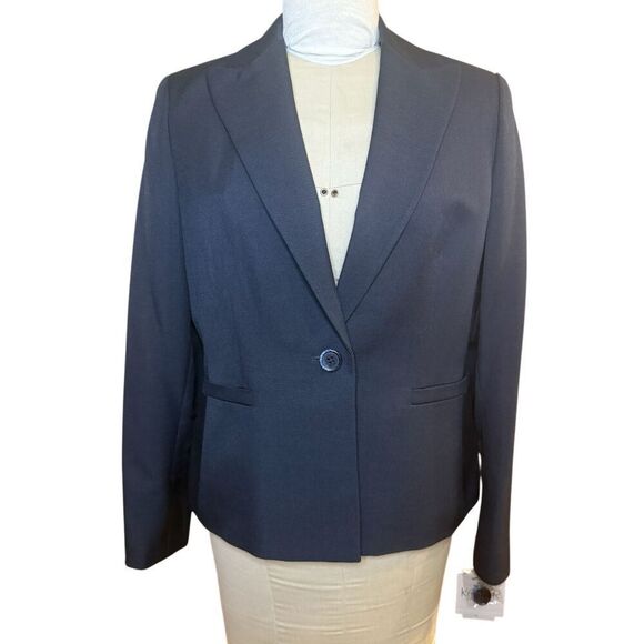 NWT Kasper Single Button Blazer Sz. 12 Navy Blue Office, Professional - Picture 1 of 12